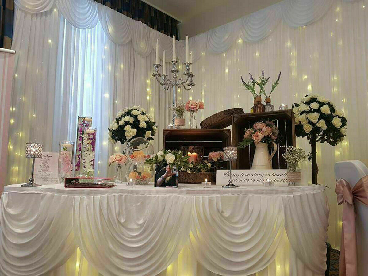 3M*6M Telescopic Wedding Backdrop Stand Balloon Curtain Hanging Pipe Background view 5