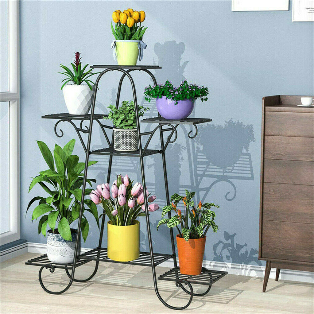 Stable 7 Tier Metal Plant Stand Flower Pot Rack Display Holder Shelf Home Garden view 2