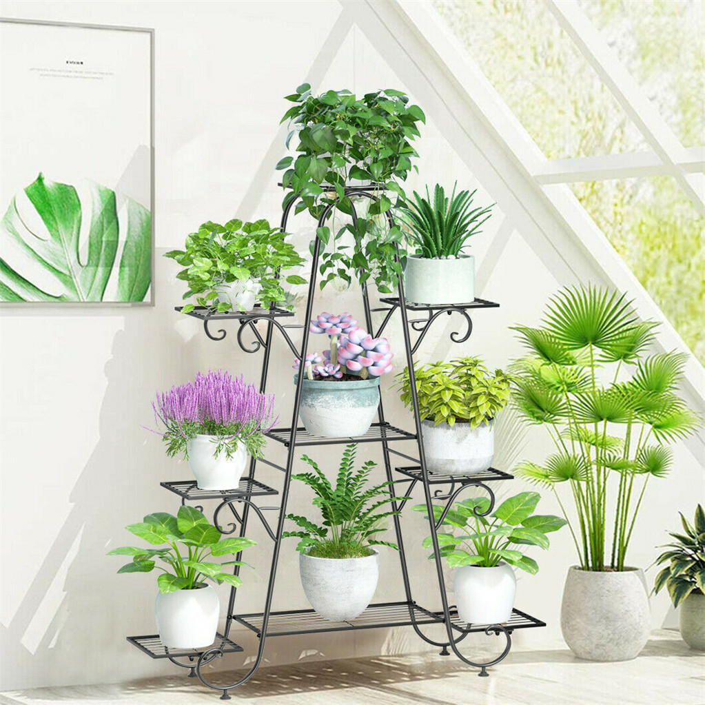Stable 7 Tier Metal Plant Stand Flower Pot Rack Display Holder Shelf Home Garden view 3