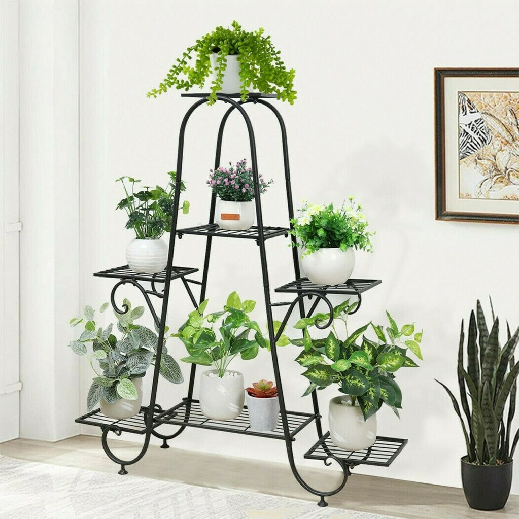 Stable 7 Tier Metal Plant Stand Flower Pot Rack Display Holder Shelf Home Garden view 6