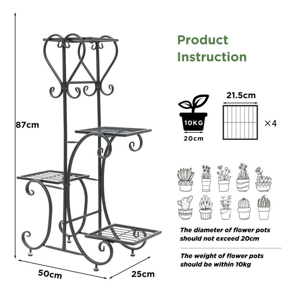 4-Tier Heavy Duty Plant Potted Stand Flower Planters Display Rack Outdoor Indoor view 7