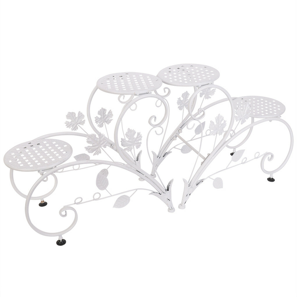 Outdoor Indoor Metal Flower Pots Planter Plant Stands Garden Shelf Racks