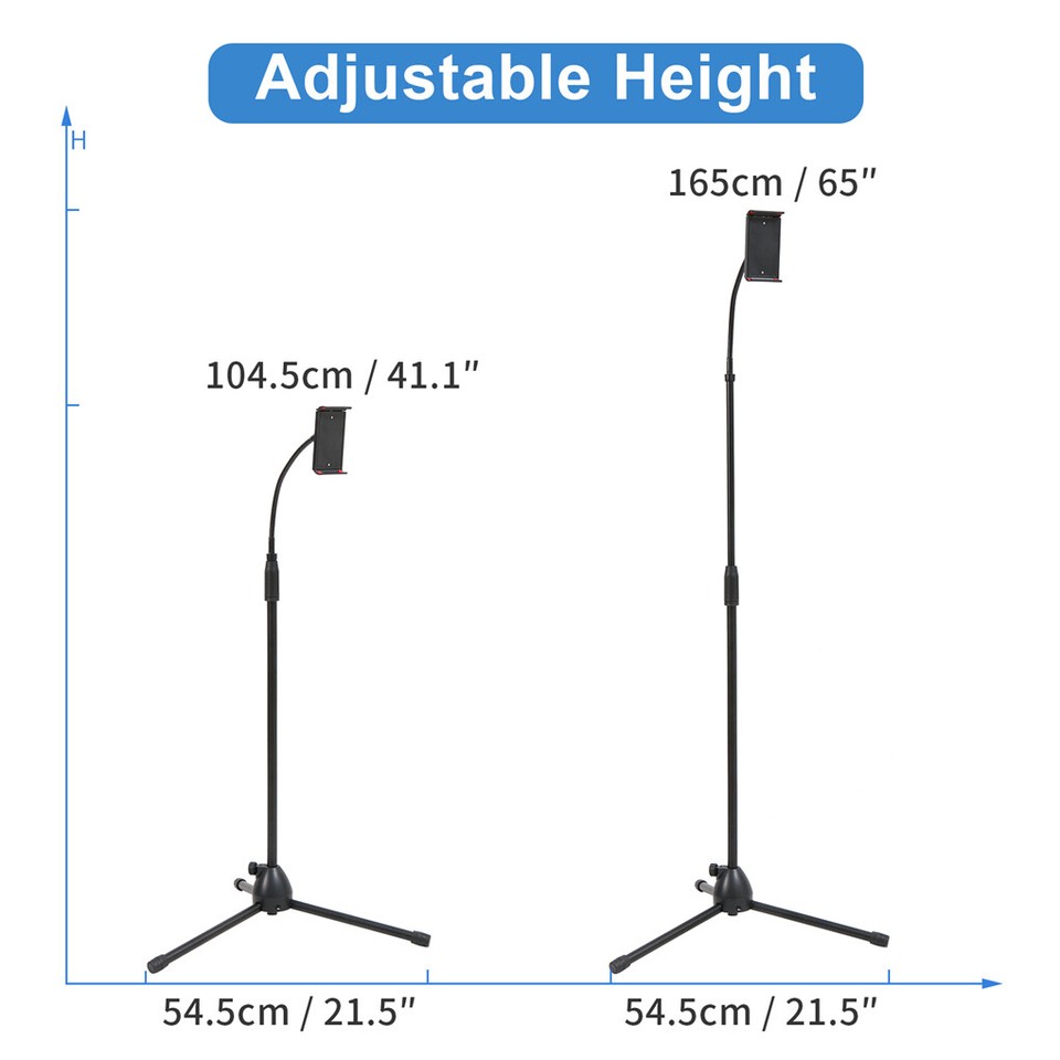Universal Tripod Floor Stand Holder Adjustable Gooseneck For iPad iPhone Tablet view 6