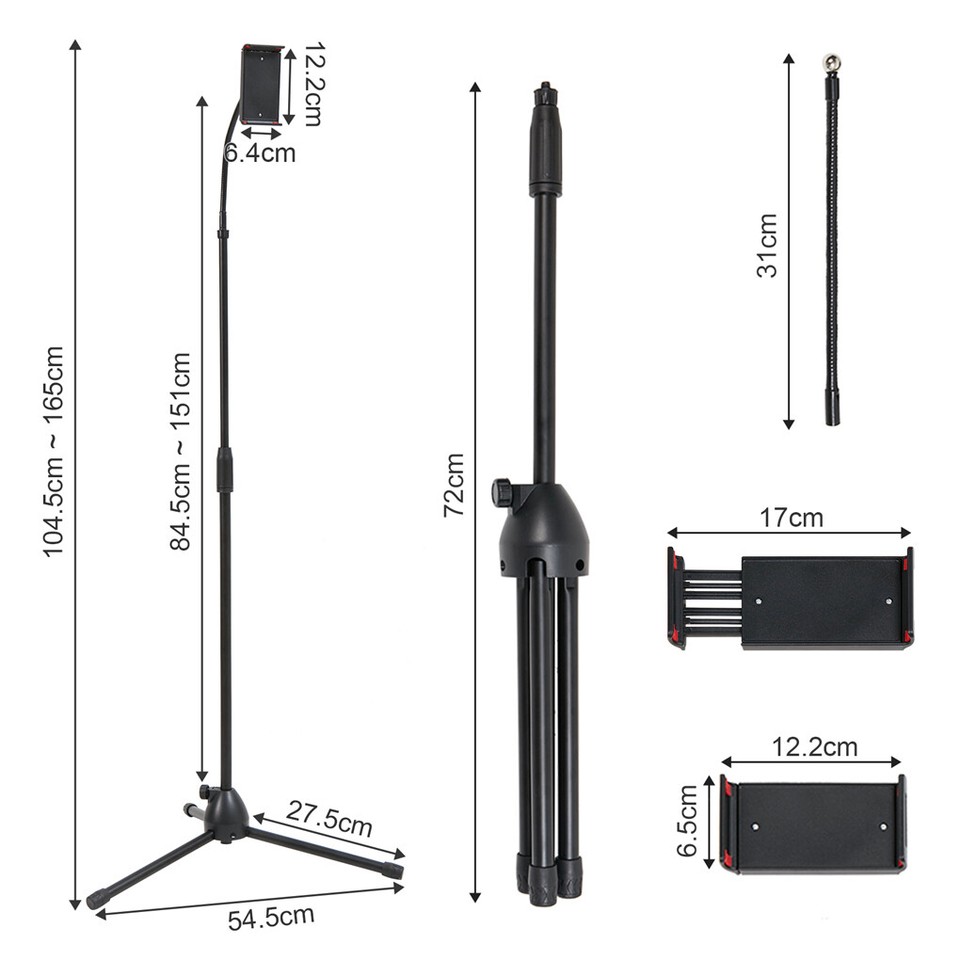 Universal Tripod Floor Stand Holder Adjustable Gooseneck For iPad iPhone Tablet view 10