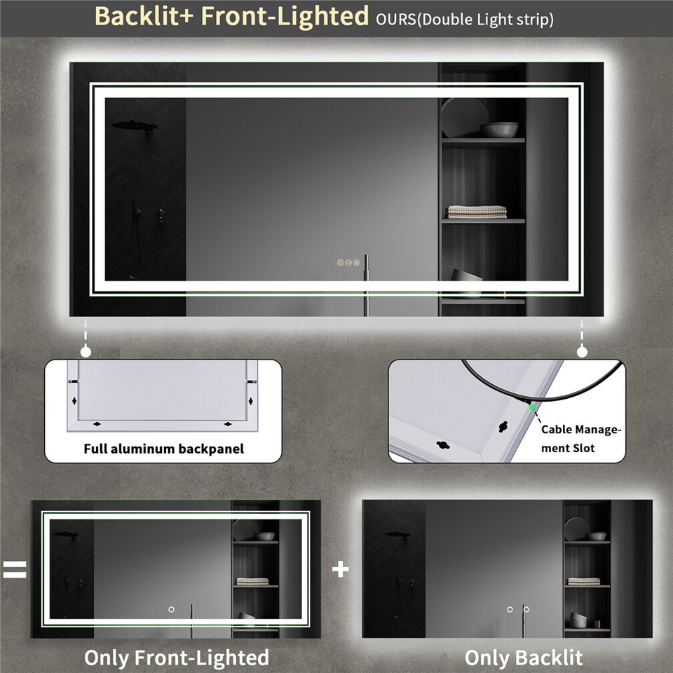 LED Bathroom Mirror with Anti-Fog & Adjustable Lighting view 8