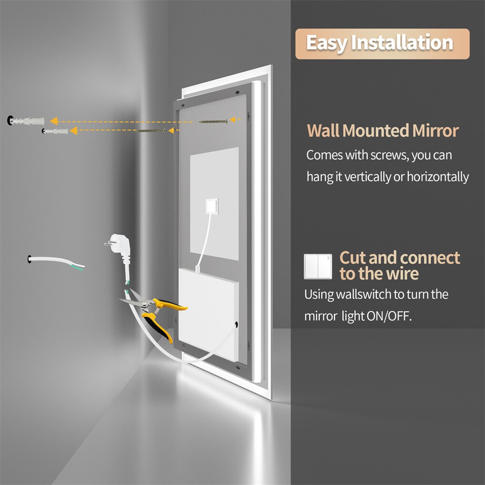 LED Anti-Fog Wall-Mounted Bathroom Mirror view 8