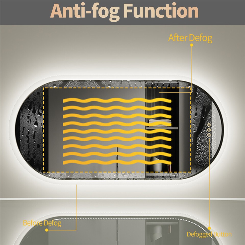 Premium Oval LED Anti-Fog Bathroom Mirror(120x60cm) view 8
