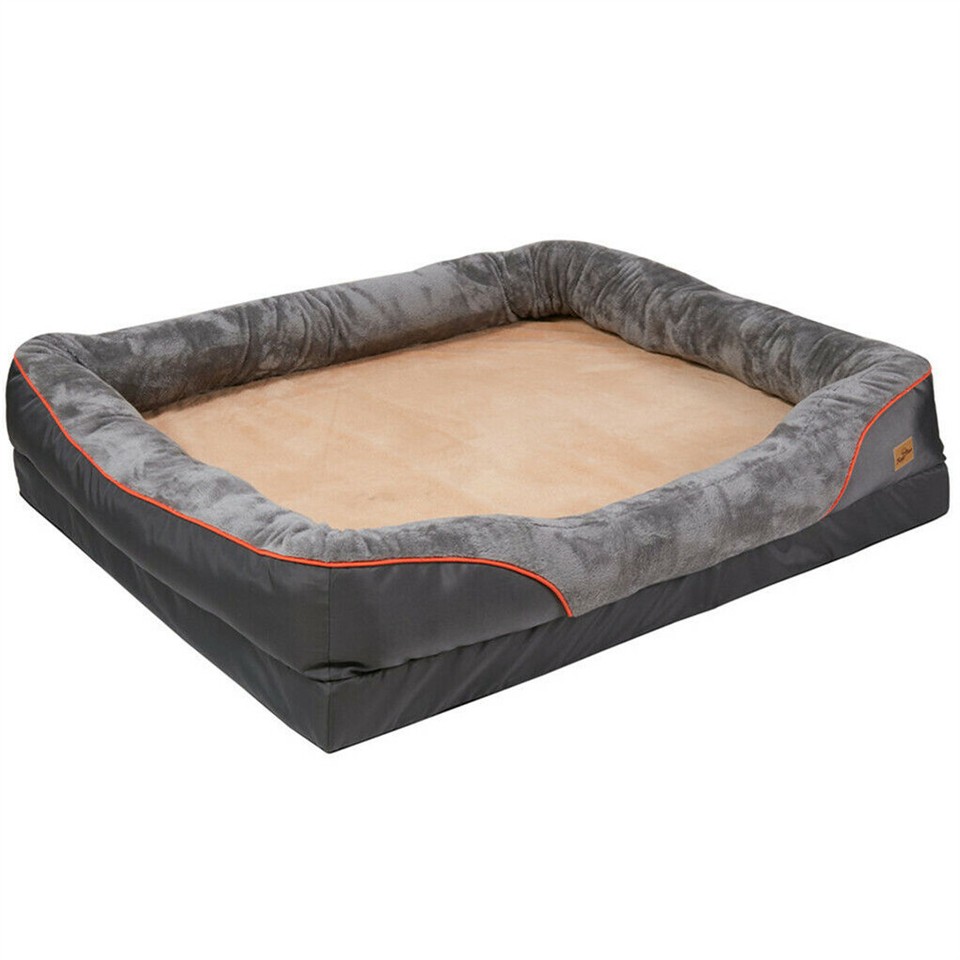 Memory Foam Dog Sofa with Orthopedic Bed & Rim Pillow