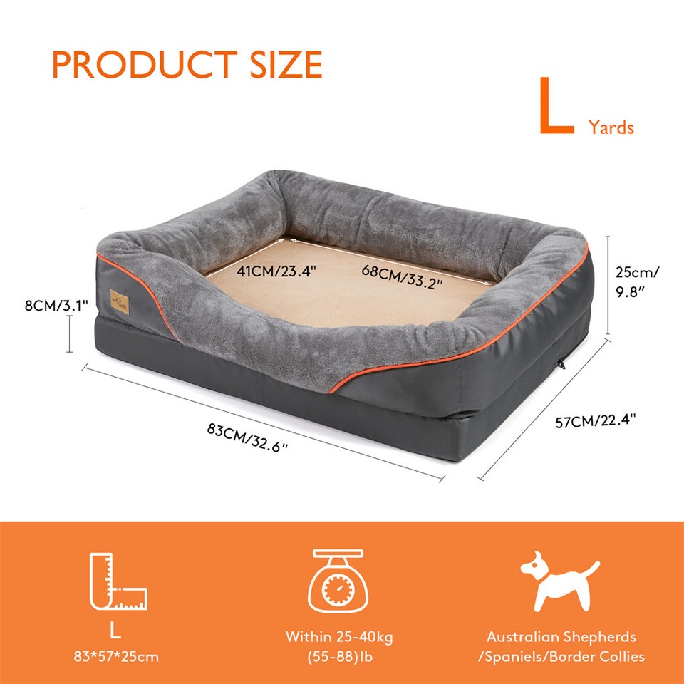 Memory Foam Dog Sofa with Orthopedic Bed & Rim Pillow view 8