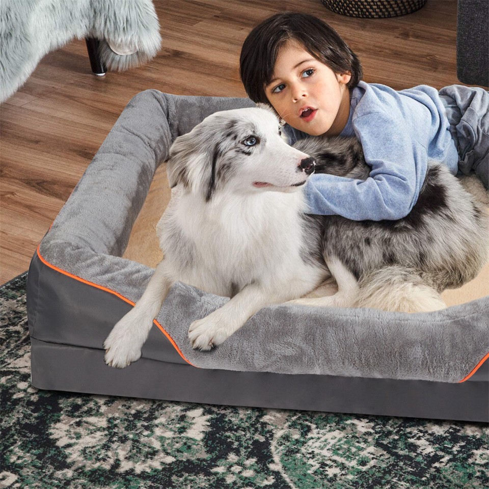 Memory Foam Dog Sofa with Orthopedic Bed & Rim Pillow view 4