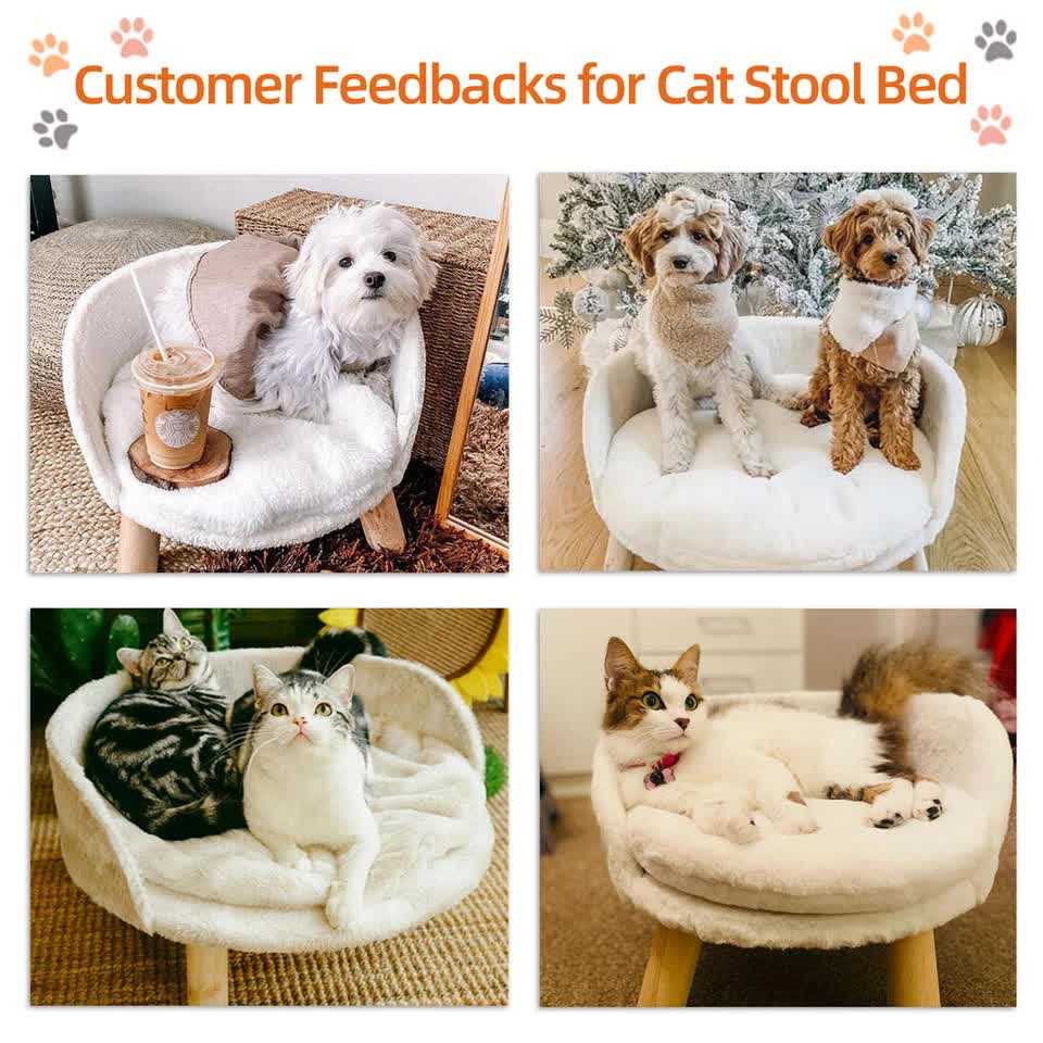 Pet Sofa Bed with Plush Cushion & Wooden Legs view 8
