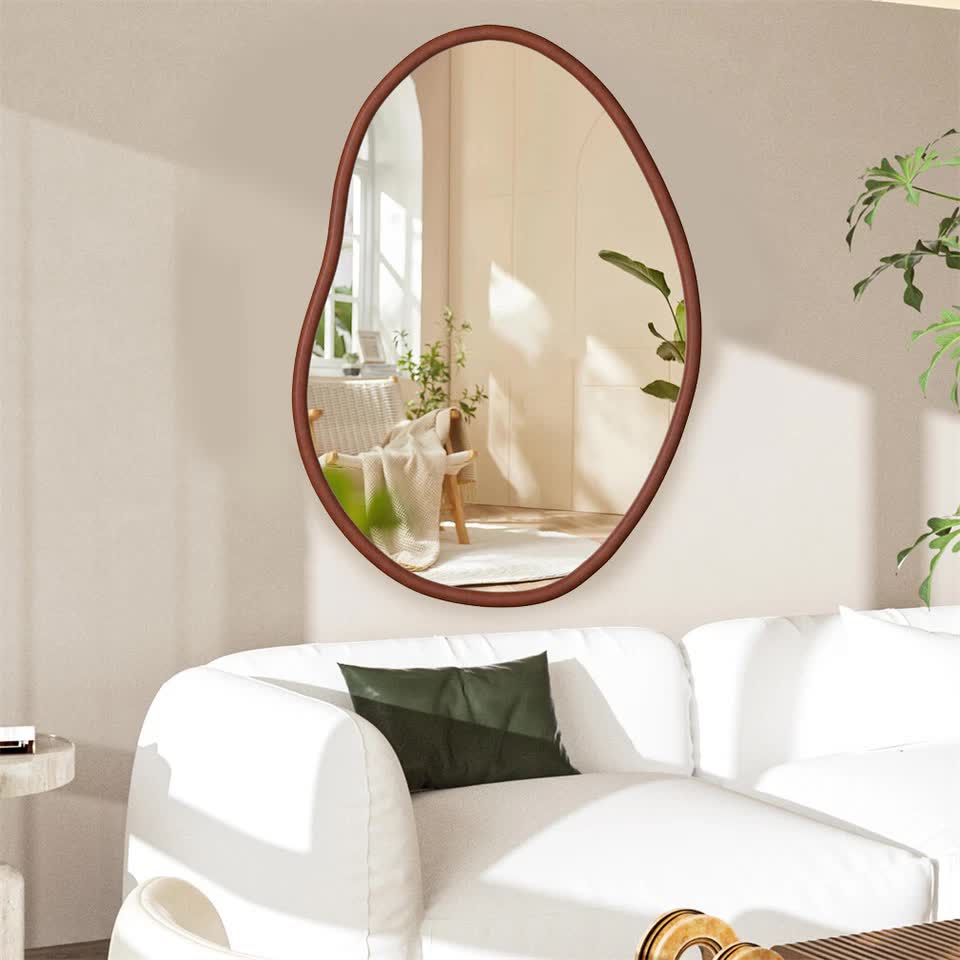 Large Wooden Frame Wall Mirror - Entryway & Hall Decor view 3