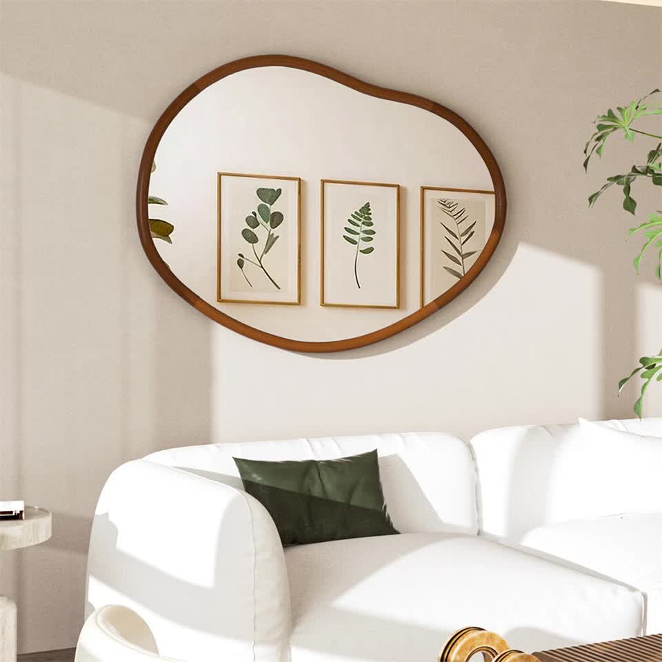 Large Wooden Frame Wall Mirror - Entryway & Hall Decor view 4