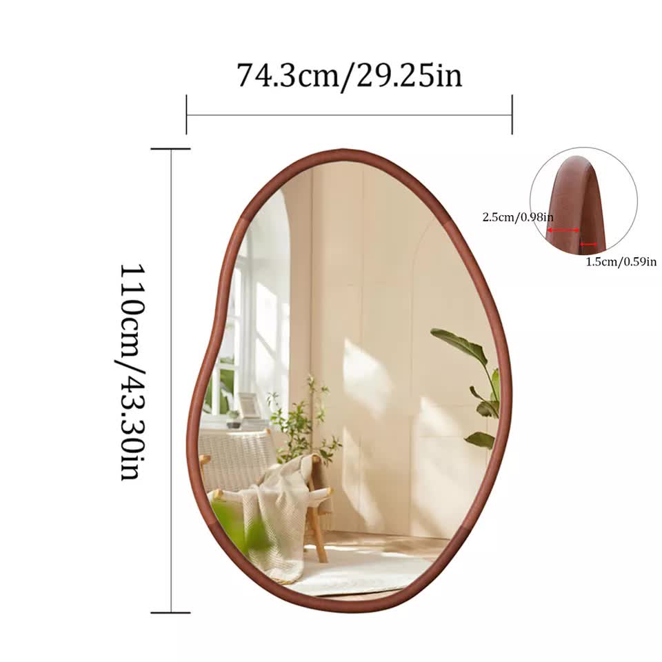 Large Wooden Frame Wall Mirror - Entryway & Hall Decor view 6