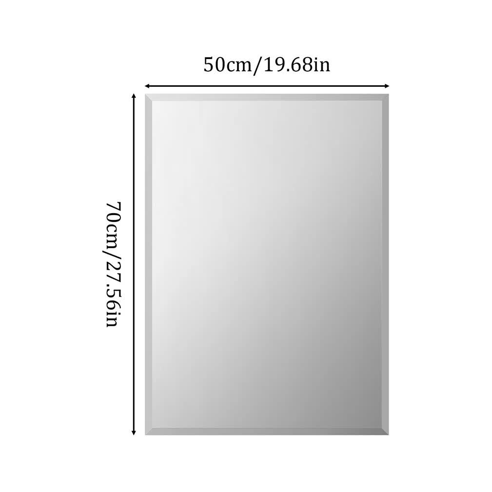 P&P Silver Rectangular Wall Mirror 50x70cm Frameless Beveled Edge Glass for view 3