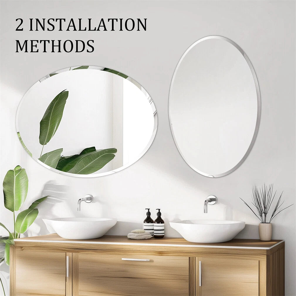 Beveled Edge Oval Wall Mirror view 4