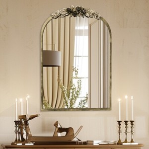 Elegant Rose - Designed Baroque Brass Arched Mirror Size Large view 2