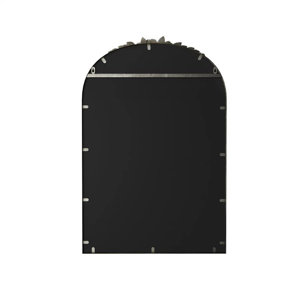 Antique Baroque Arched Wall Mirror Rose Edge Decorative Mirror Fireplace Entryway view 10