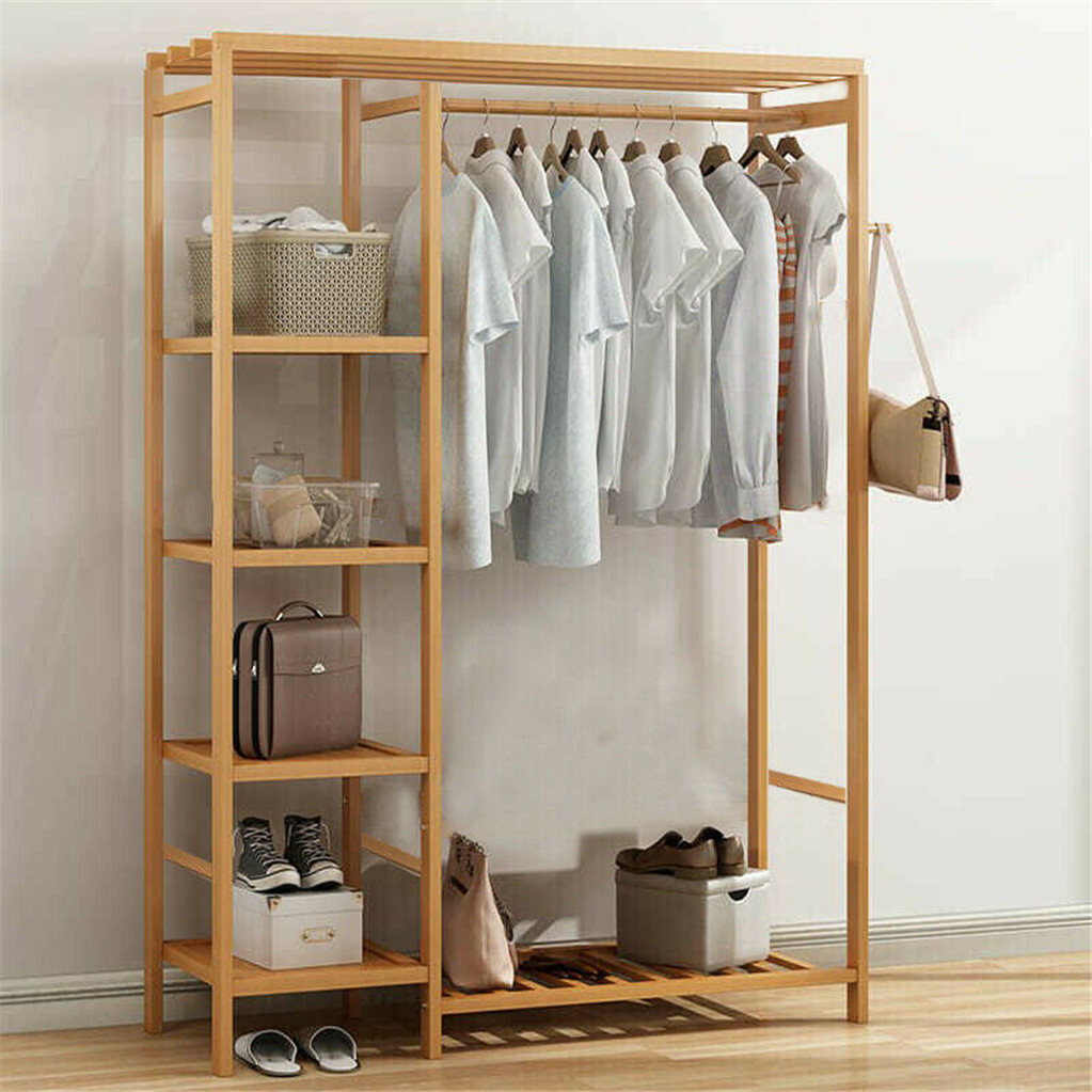 Open Wardrobe Clothes Rail Rack Hanging Garment Heavy Duty Organizer Coat Shelf view 2