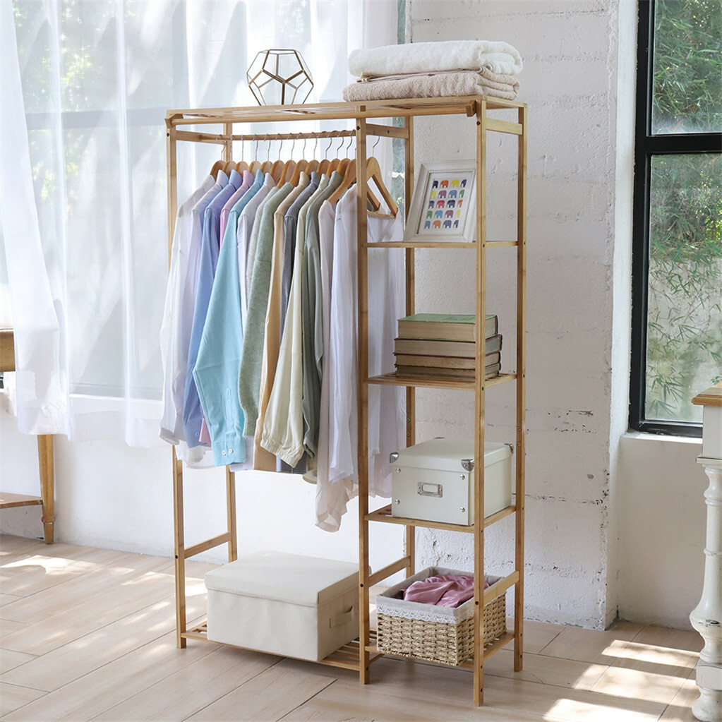 Open Wardrobe Clothes Rail Rack Hanging Garment Heavy Duty Organizer Coat Shelf view 4