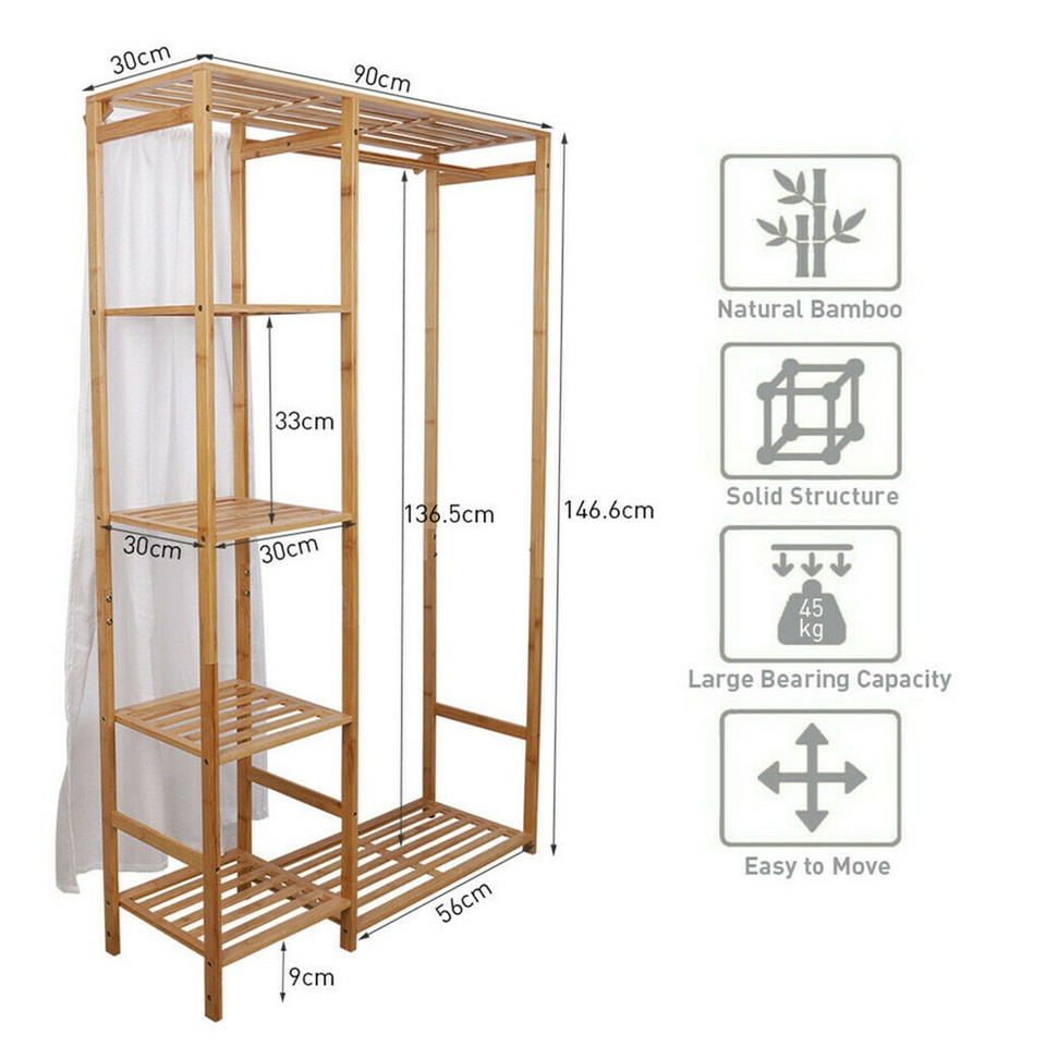 Open Wardrobe Clothes Rail Rack Hanging Garment Heavy Duty Organizer Coat Shelf view 9
