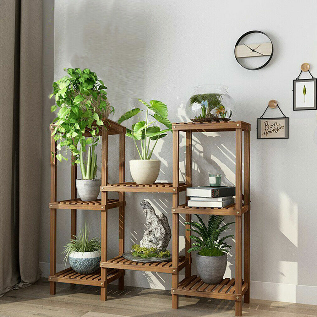 Detachable Diy Wood Plant Stand Pots Organizer Rack Multifunctional Shelf Decor view 3