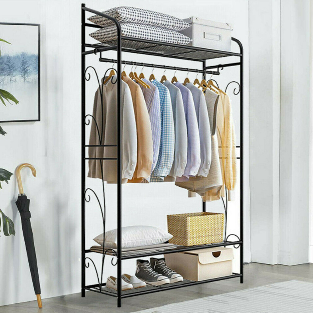 Extra Large Metal Clothes Rail Storage Dress Hanging Garment Rack Portable Stand view 3