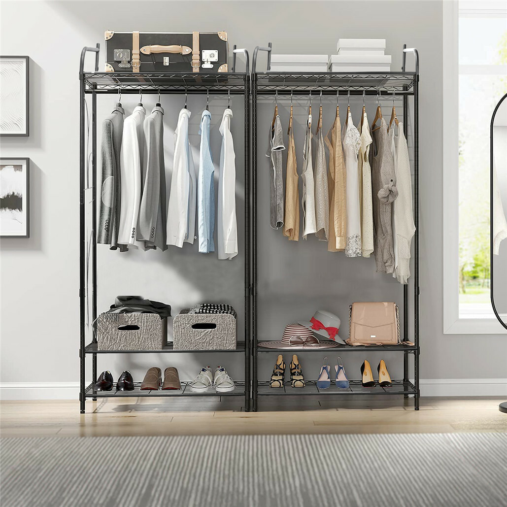 Extra Large Metal Clothes Rail Storage Dress Hanging Garment Rack Portable Stand view 4
