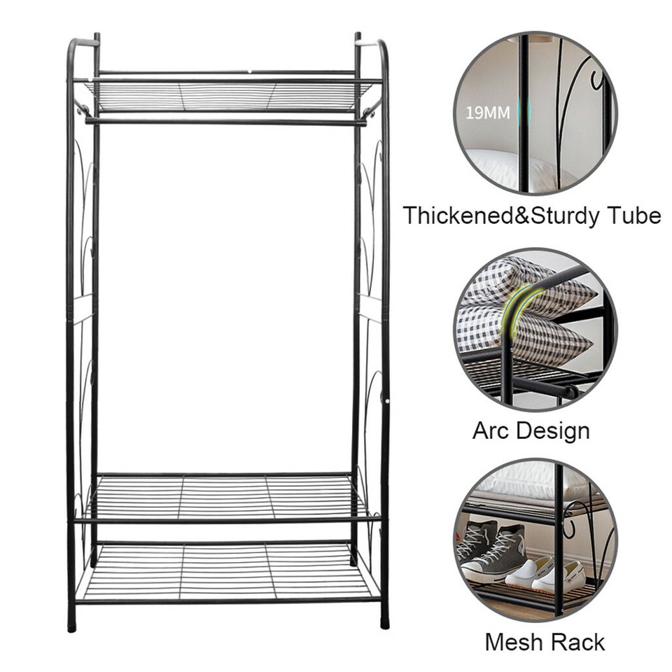 Extra Large Metal Clothes Rail Storage Dress Hanging Garment Rack Portable Stand view 10