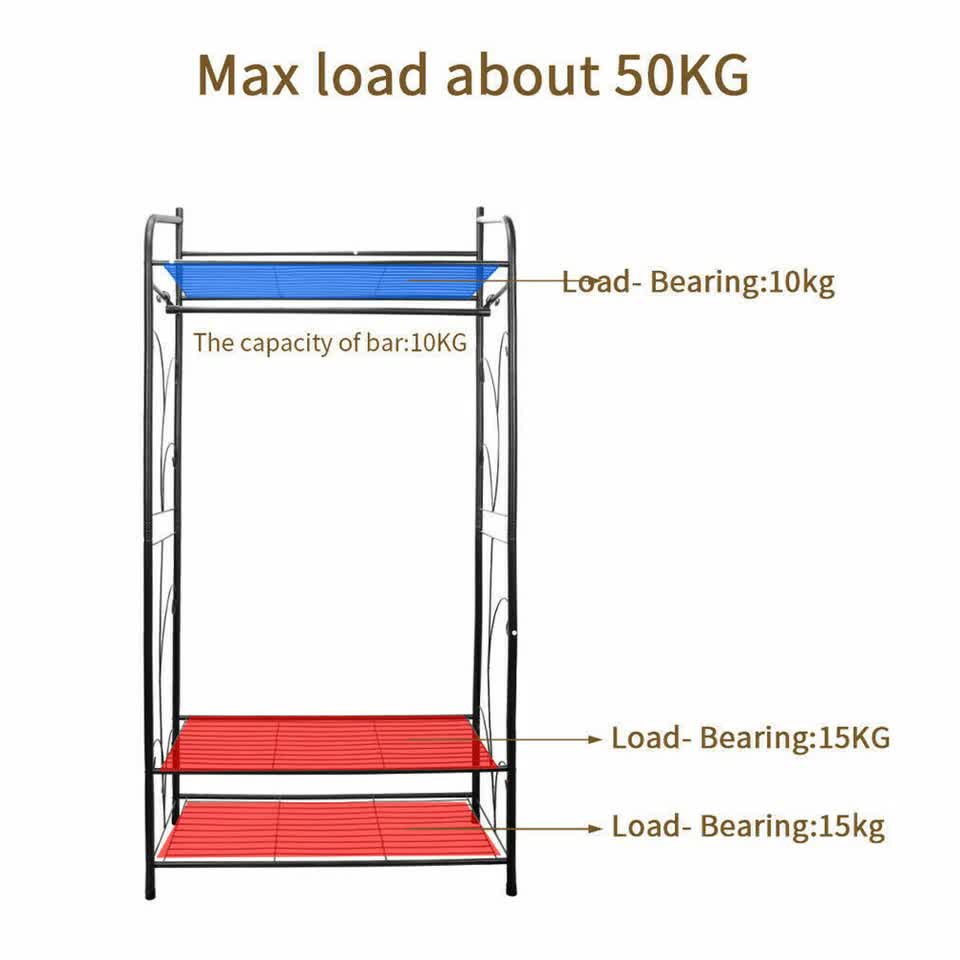 Extra Large Metal Clothes Rail Storage Dress Hanging Garment Rack Portable Stand view 11