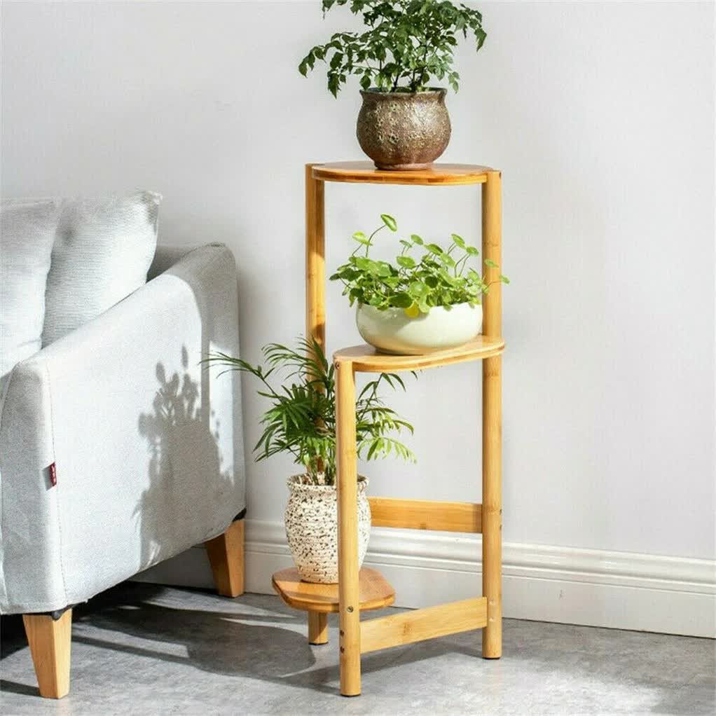3-Tier Brown Bamboo Plant Stand Bonsai Holder view 5