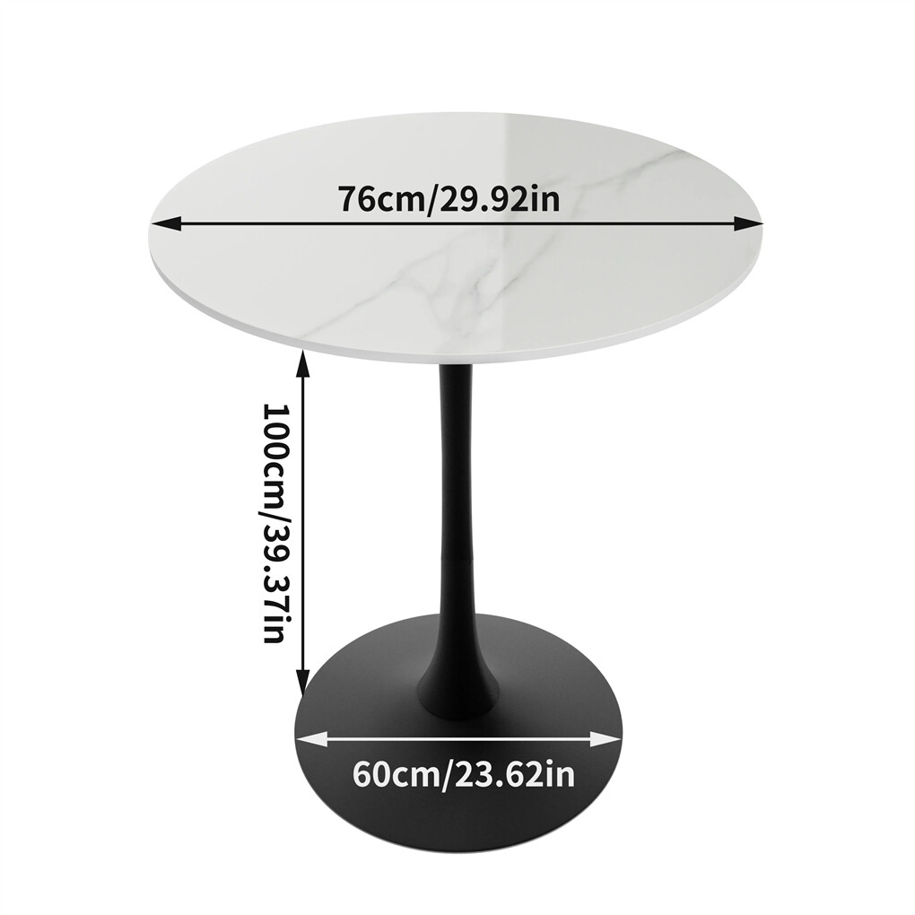 100cm Round High Bar Table Heavy Duty Sintered Stone Top Bistro Pub Table view 2