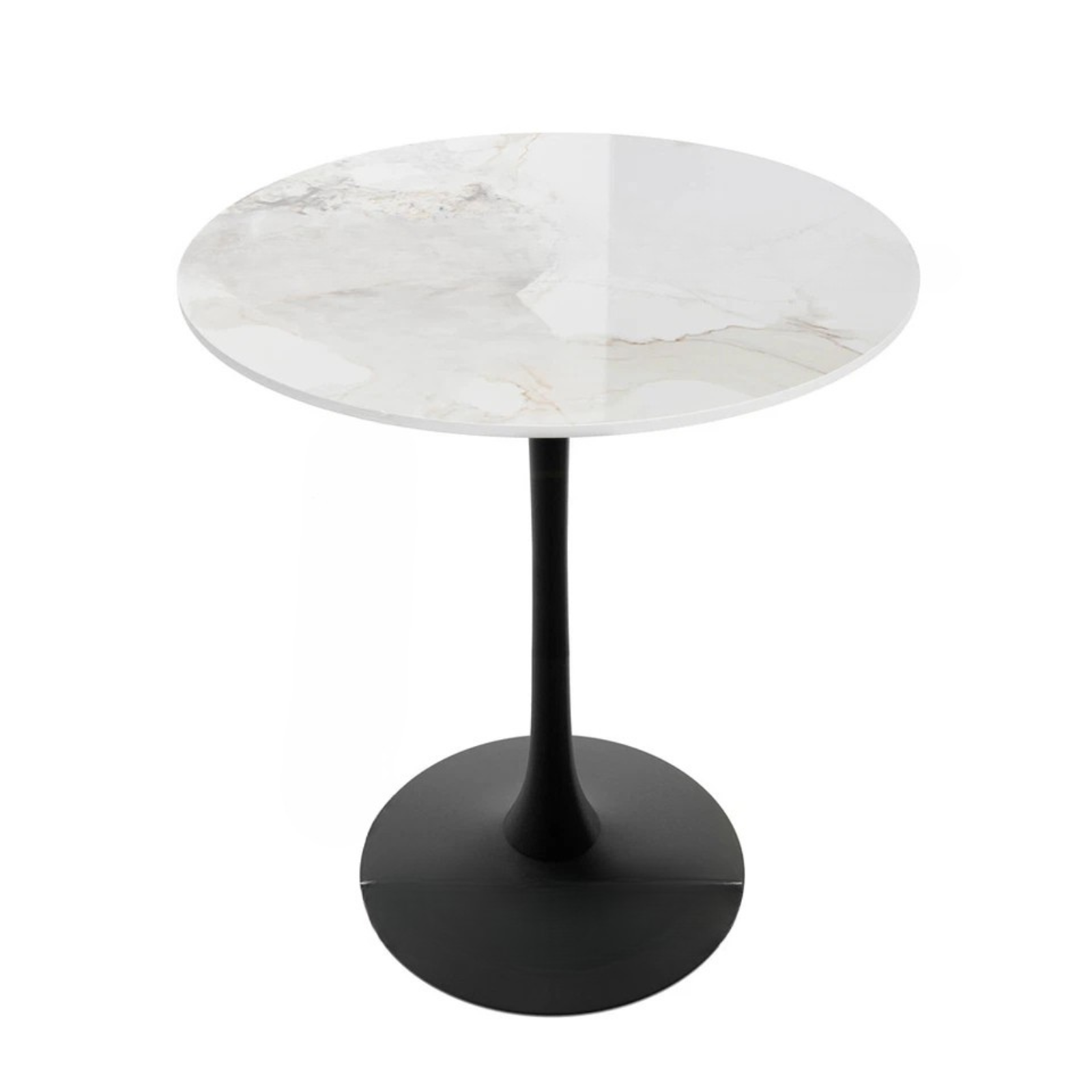 P&P Glossy Jade Round Sintered Stone Bar Table With Black Base For Stylish