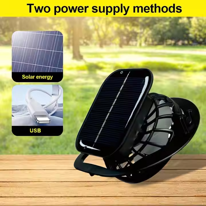 Grey Outdoor Sun Hat with Solar Fan Wide Brim 12cm - Rechargeable Cooling Cap view 2