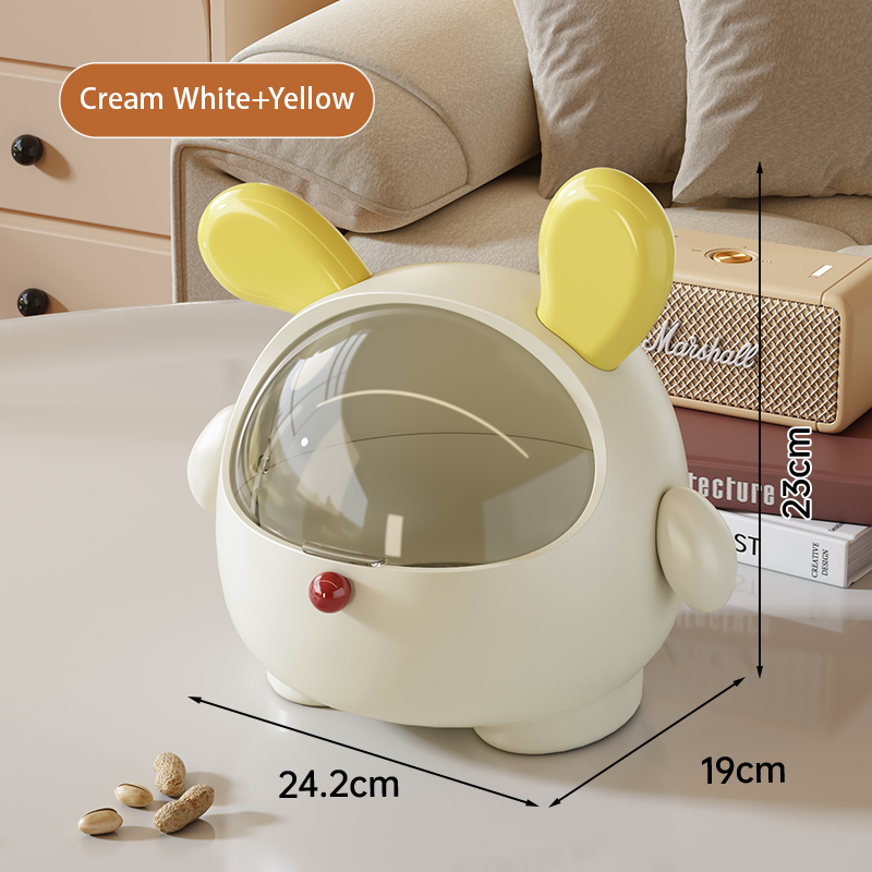 2PCS Yellow-Eared Cute Puppy Desktop Bin with Lid - Mini Trash Can & Storage