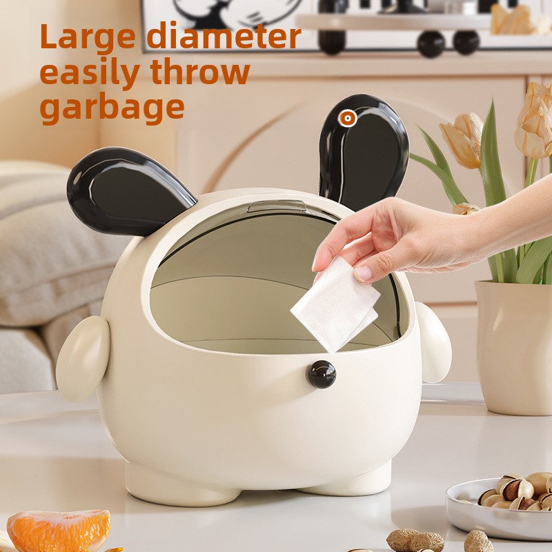 2PCS Yellow-Eared Cute Puppy Desktop Bin with Lid - Mini Trash Can & Storage view 4