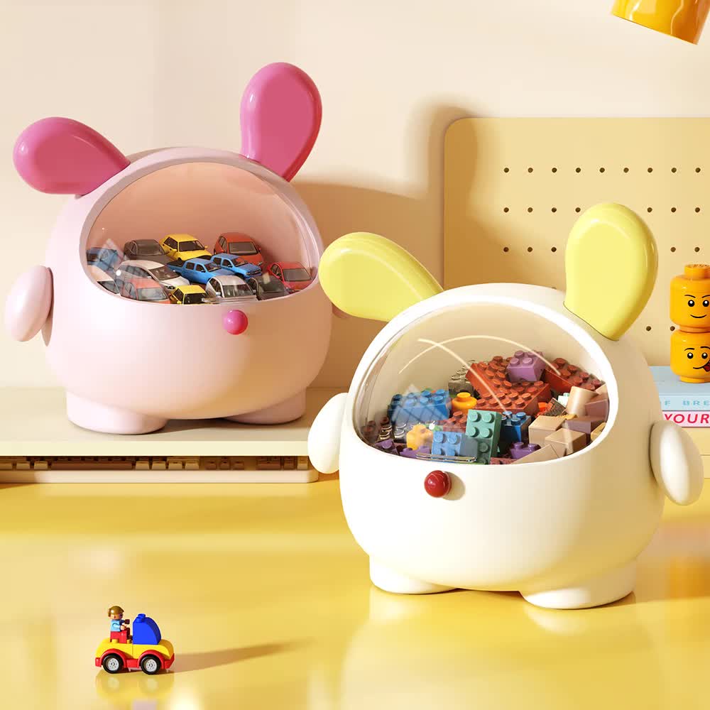 2PCS Yellow-Eared Cute Puppy Desktop Bin with Lid - Mini Trash Can & Storage view 7