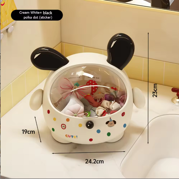 2PCS Black-Eared with polka dot sticker Cute Puppy Desktop Bin with Lid - Mini