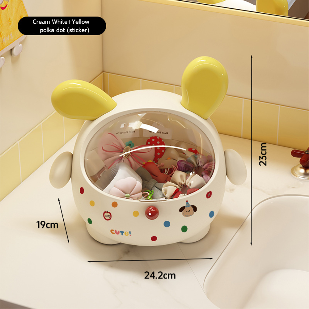 2PCS Yellow-Eared with polka dot Cute Puppy Desktop Bin with Lid - Mini Trash