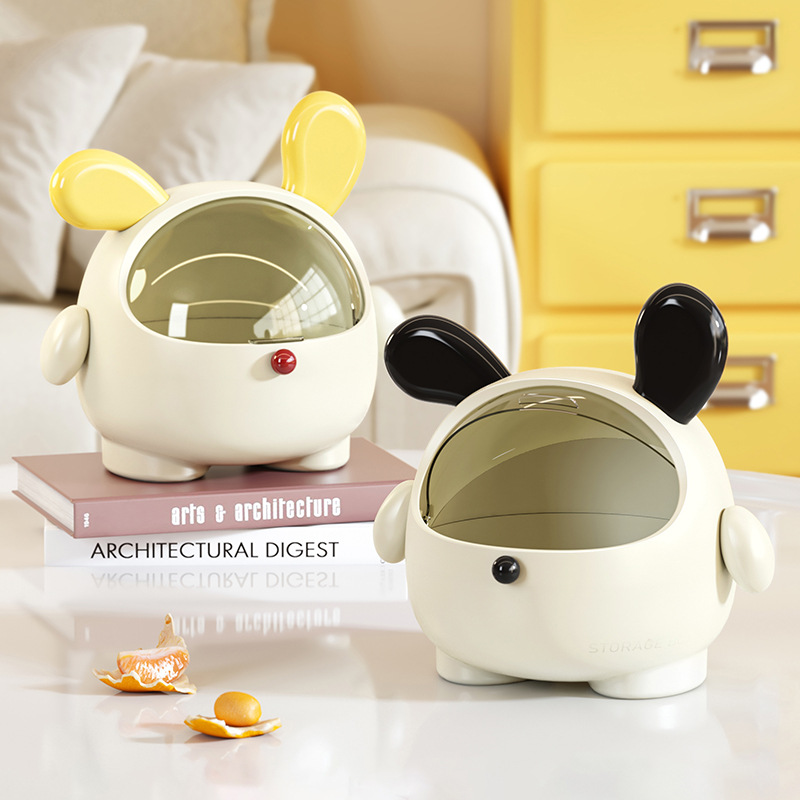 2PCS Pink + Rose red with polka dot Cute Puppy Desktop Bin with Lid - Mini view 3