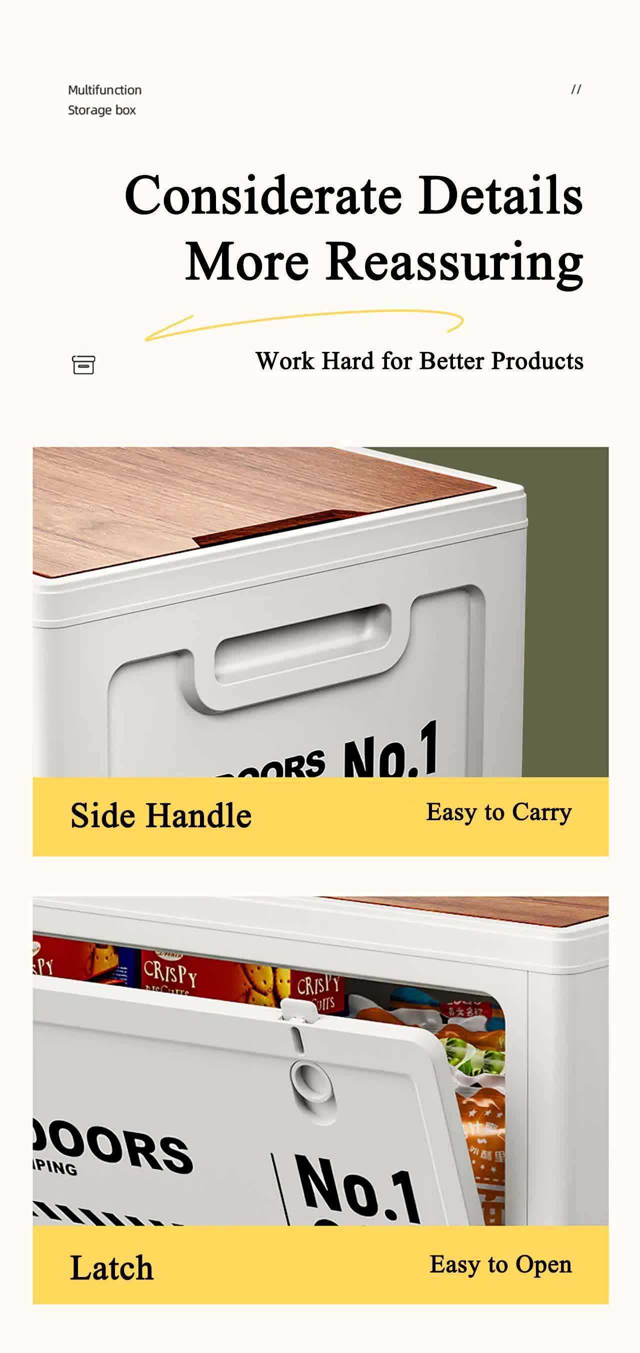 40cm Green Multifunctional Foldable Storage Box with Wooden Lid - Collapsible view 6