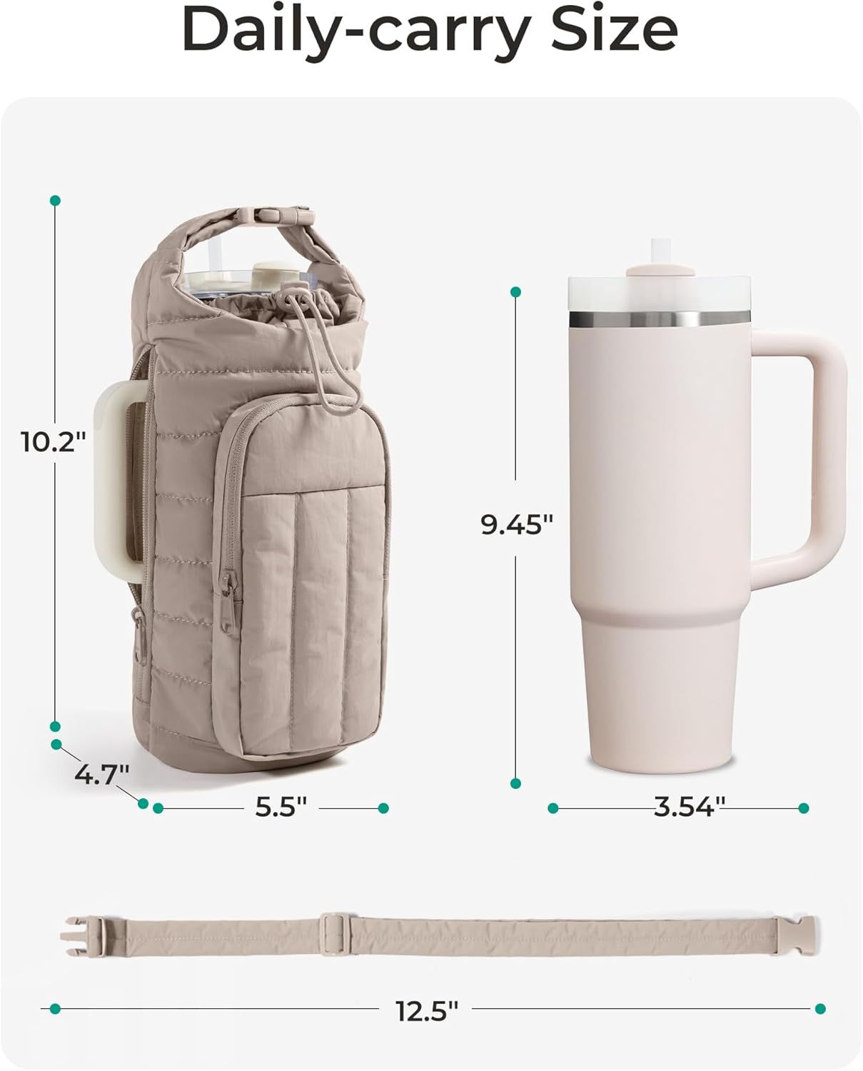 purple Quilted Water Bottle Carrier Bag with Large Phone Pocket - Insulated view 5