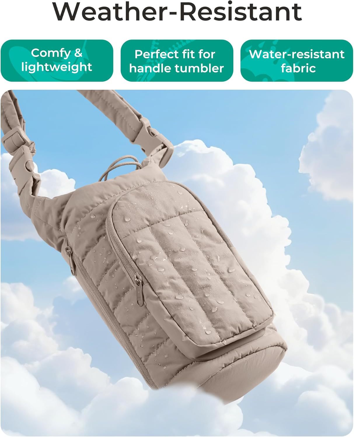 purple Quilted Water Bottle Carrier Bag with Large Phone Pocket - Insulated view 6
