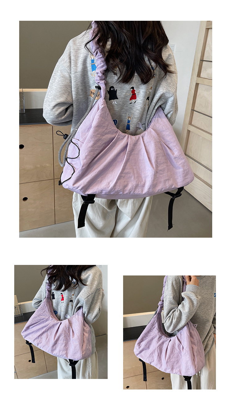 Purple Large Capacity Ruched Travel Duffel Bag - Stylish Yoga Mat Storage view 2