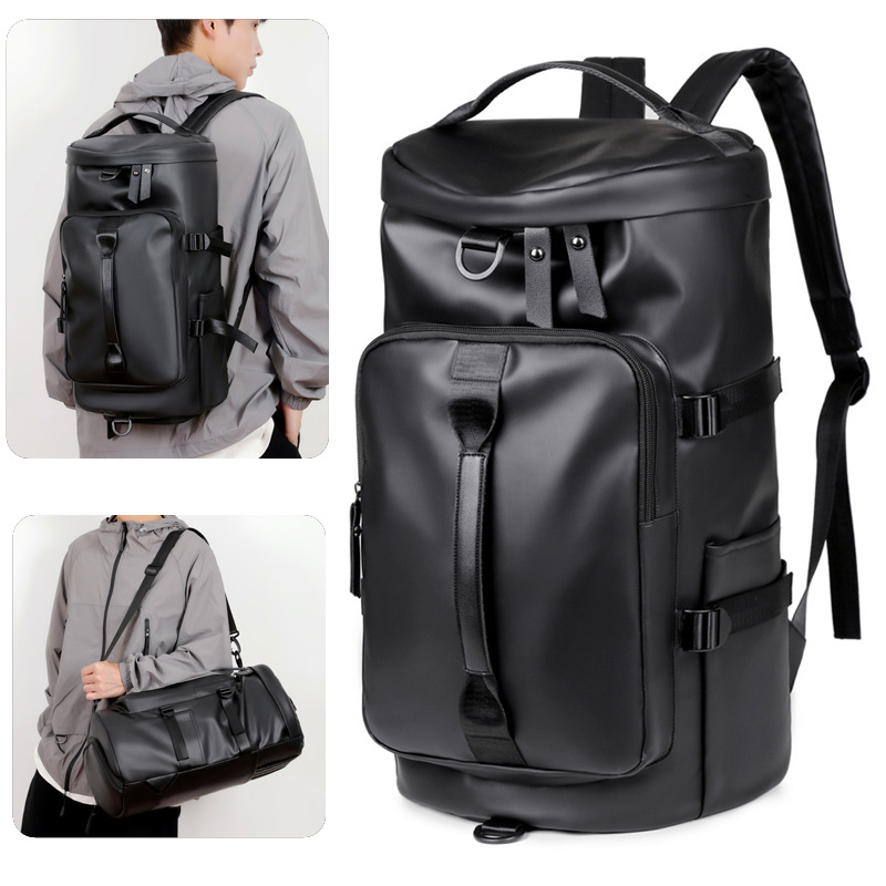 Grey Large Capacity Men's Travel Backpack with Shoe Compartment view 2