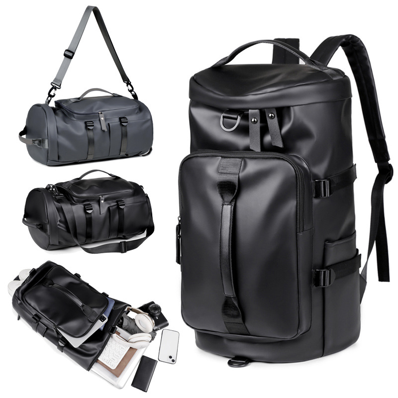 Grey Large Capacity Men's Travel Backpack with Shoe Compartment view 3
