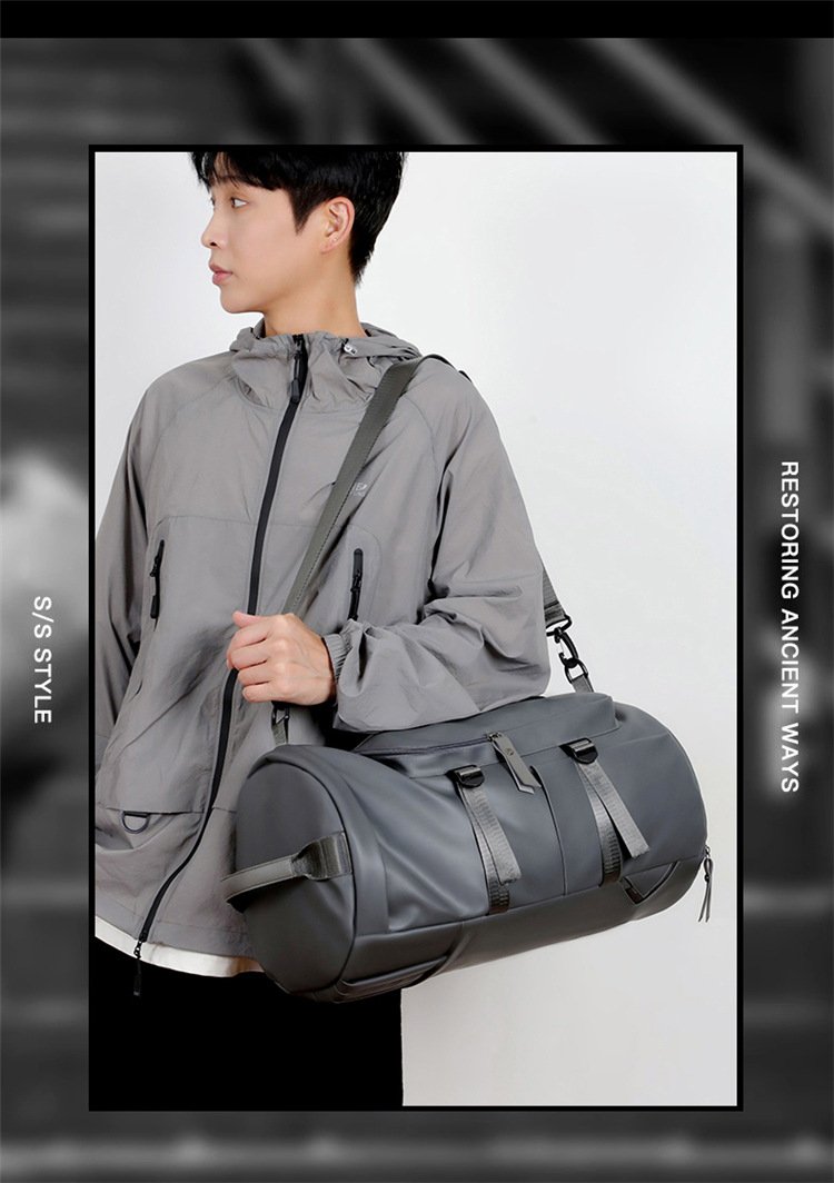 Grey Large Capacity Men's Travel Backpack with Shoe Compartment view 6