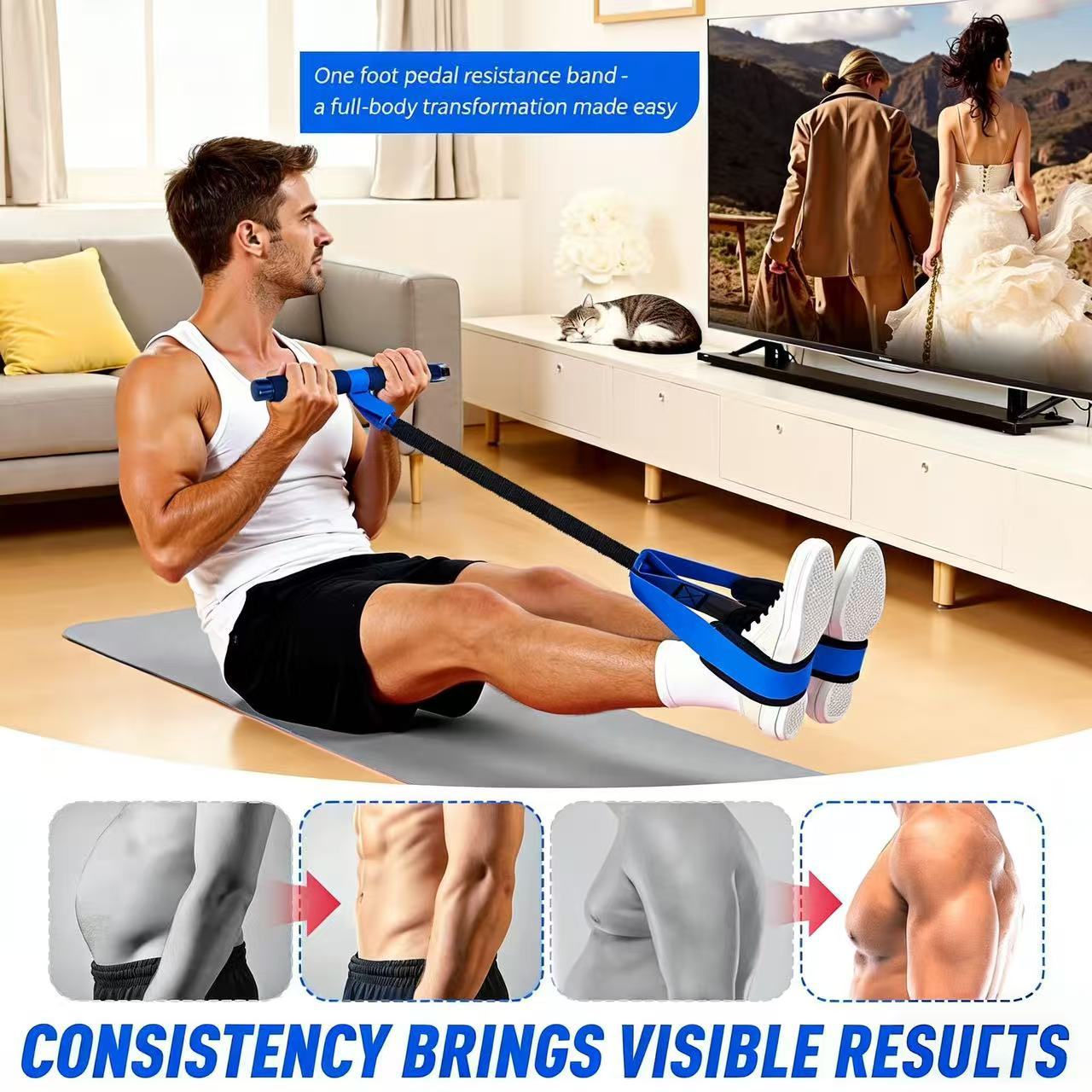 Purple Multifunctional Pedal Resistance Band - Home Fitness Sit-up Assistant view 3