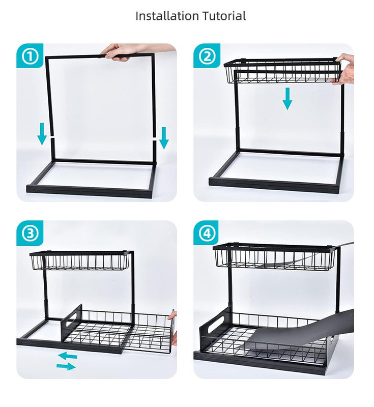 2-Tier Under Sink Organizer and Storage - Heavy Duty Metal Pull-Out Cabinet view 6