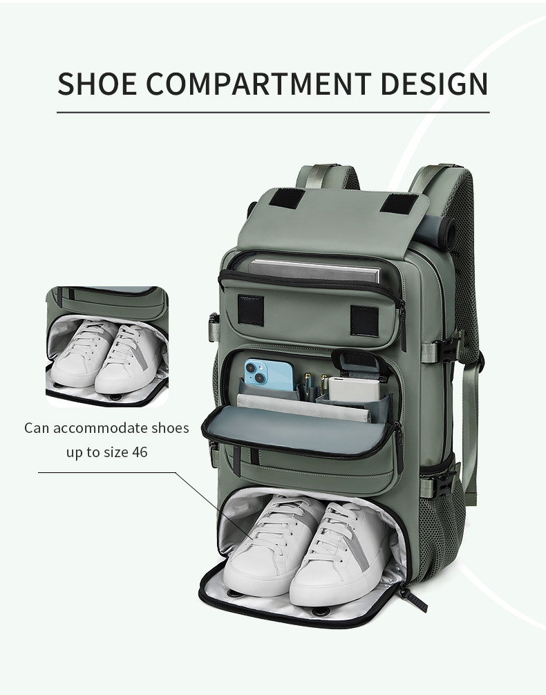 Mint Green Large Capacity 16-Inch Laptop Travel Backpack - Anti-Theft view 5
